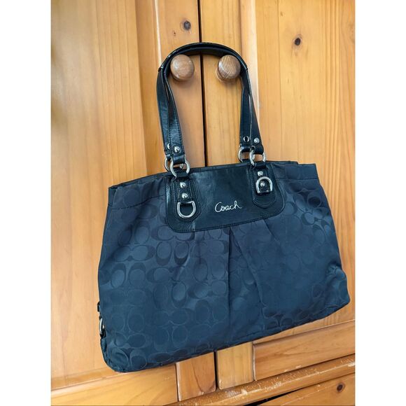 Coach Ashley Signature Sateen Carryall Tote Black F15510 – Authentic” - Picture 13 of 16